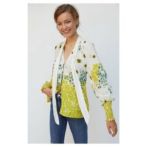 NWOT Anthropologie Fidela Tie-Neck Buttondown  Size 6